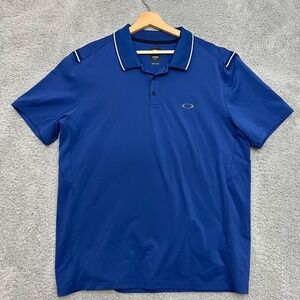 Oakley Performance Fit Polo Mens 2XL Blue Excellent Short Sleeve Outdoor